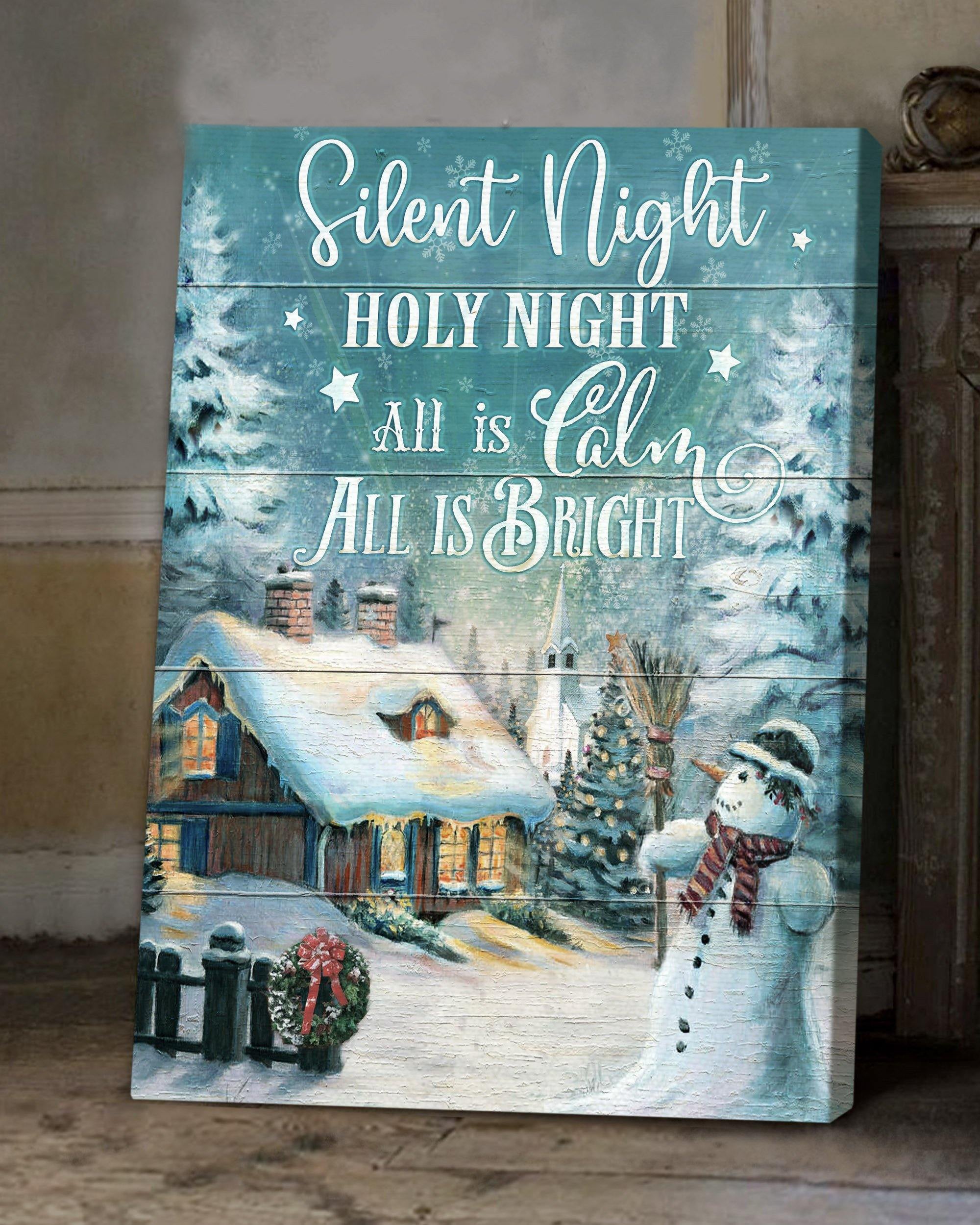 Top 3 Christmas Canvas Decor - Silent Night Holy Night Wall Art Canvas Village Light Up