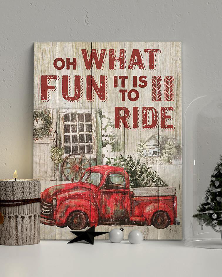 Top 3 Christmas Wall Art Canvas - Oh What Fun It Is To Ride Red Truck