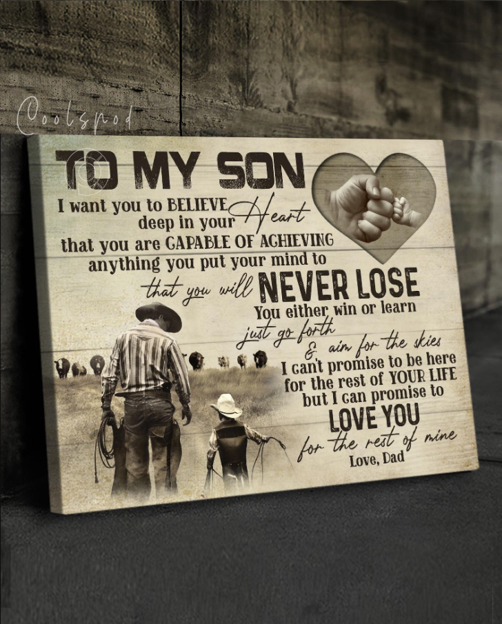 Top 3 Country Living Canvas Decor - To My Son Wall Art Canvas Dad And Son Never Lose