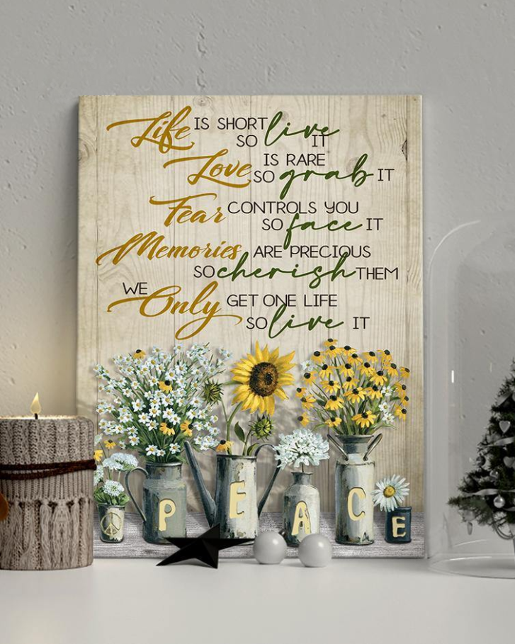 Top 3 Farmhouse Wall Art Canvas Decor - Live Is Short So Live It Yellow Flowers