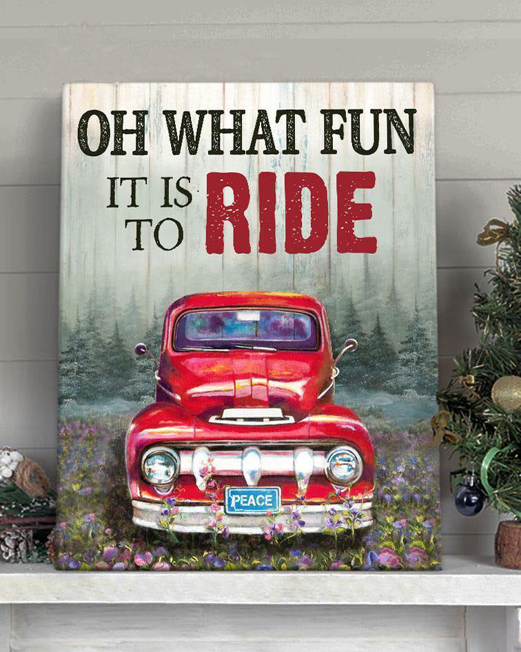 Top 3 Farming Chirstmas Wall Art Canvas - Oh What Fun It Is To Ride Red Truck