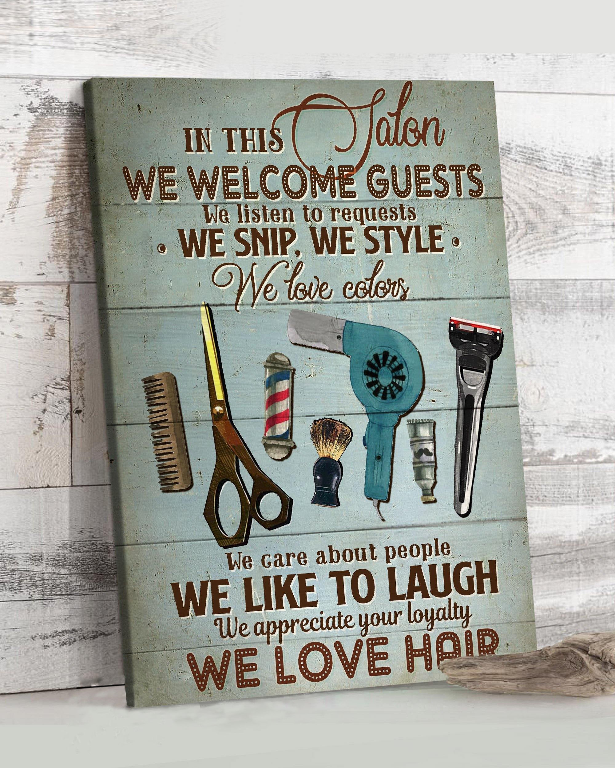 Top 3 Hair Salon Decor Salon Owner Gift Hairdresser In This Salon Wall Art Canvas Blue Vintage Versi