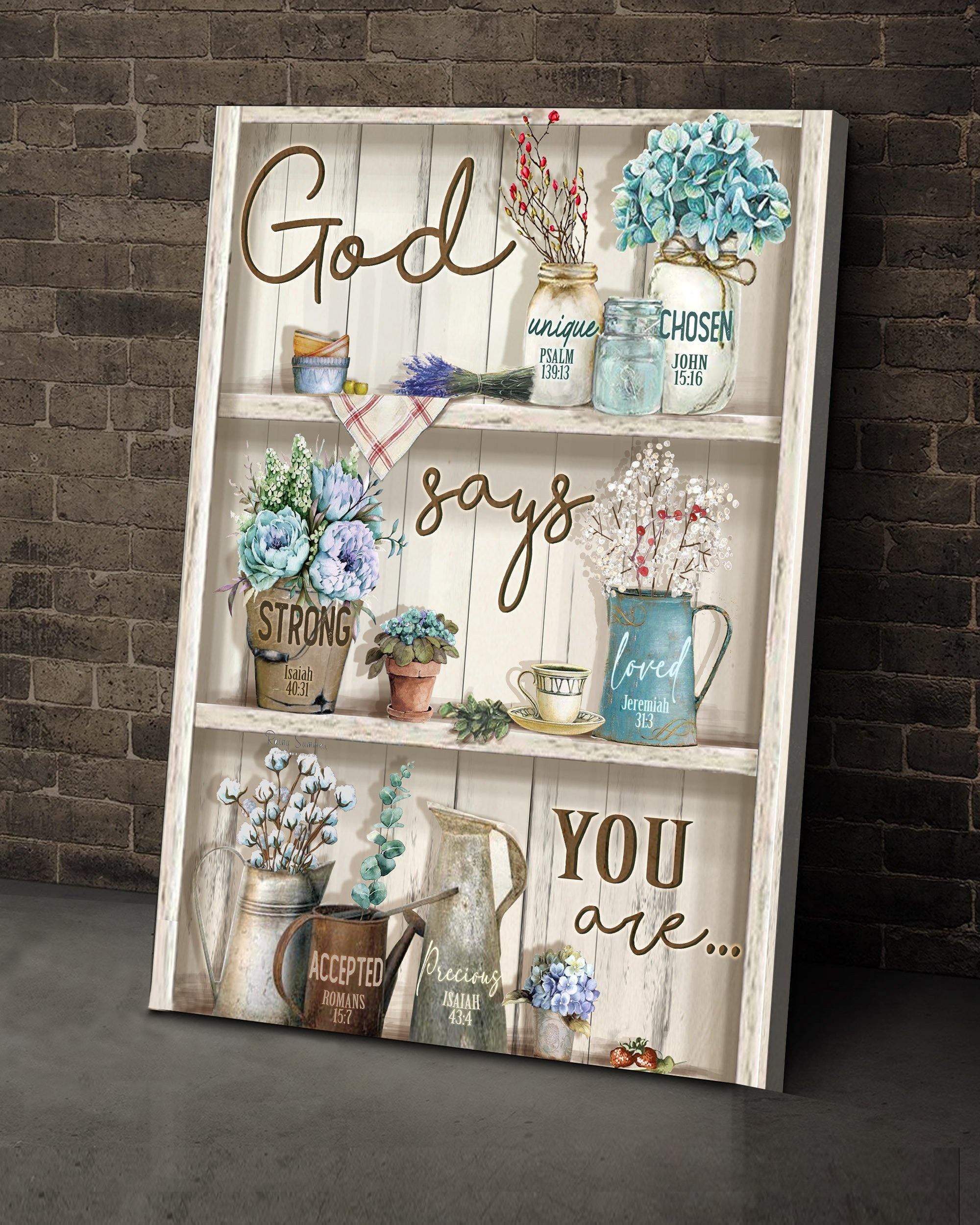 Top 3 Hippie Canvas Decor - God Says You Are Wall Art Canvas Flower Vintage Version