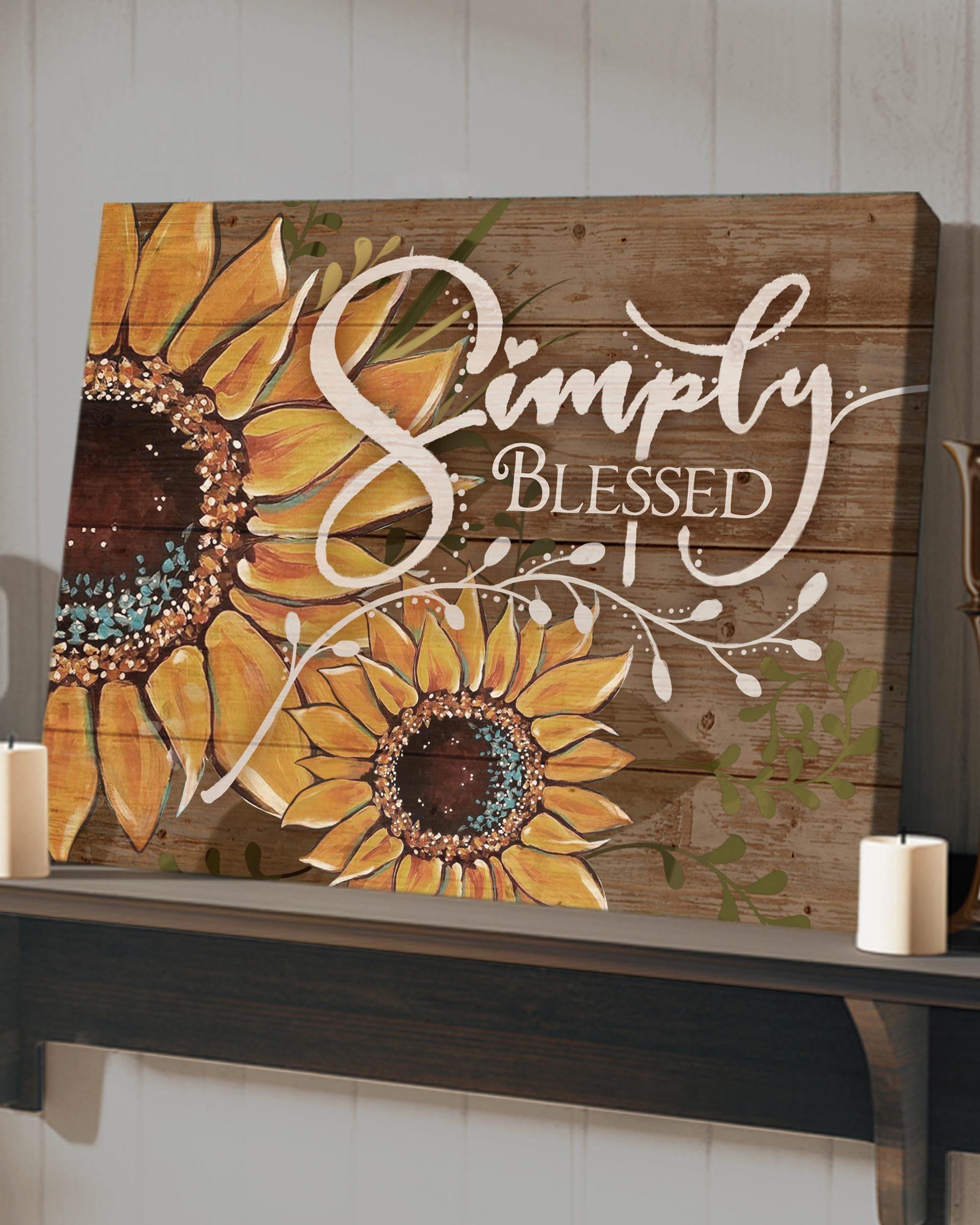 Top 3 Hippie Canvas Decor - Simply Blessed Sunflower Wall Art Canvas Vintage Version