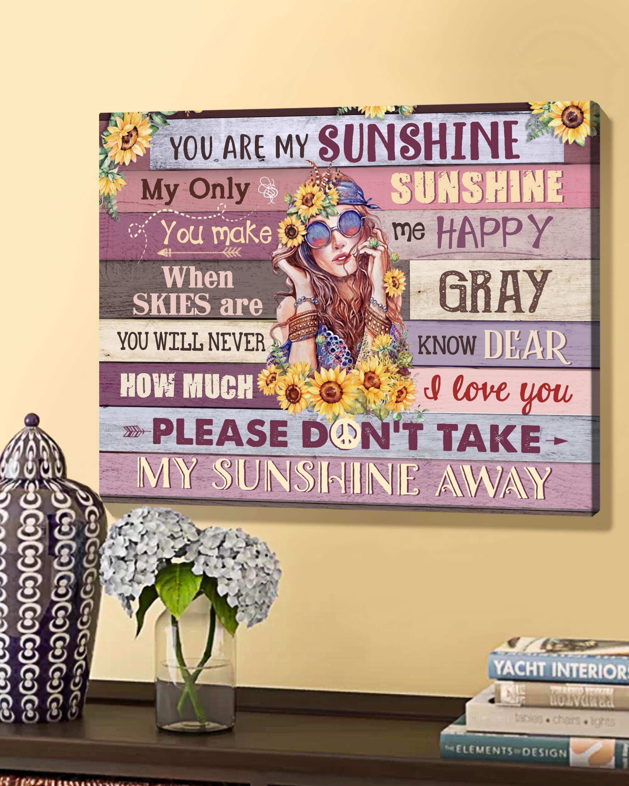 Top 3 Hippie Canvas Decor - You Are My Sunshine Wall Art Canvas Purple