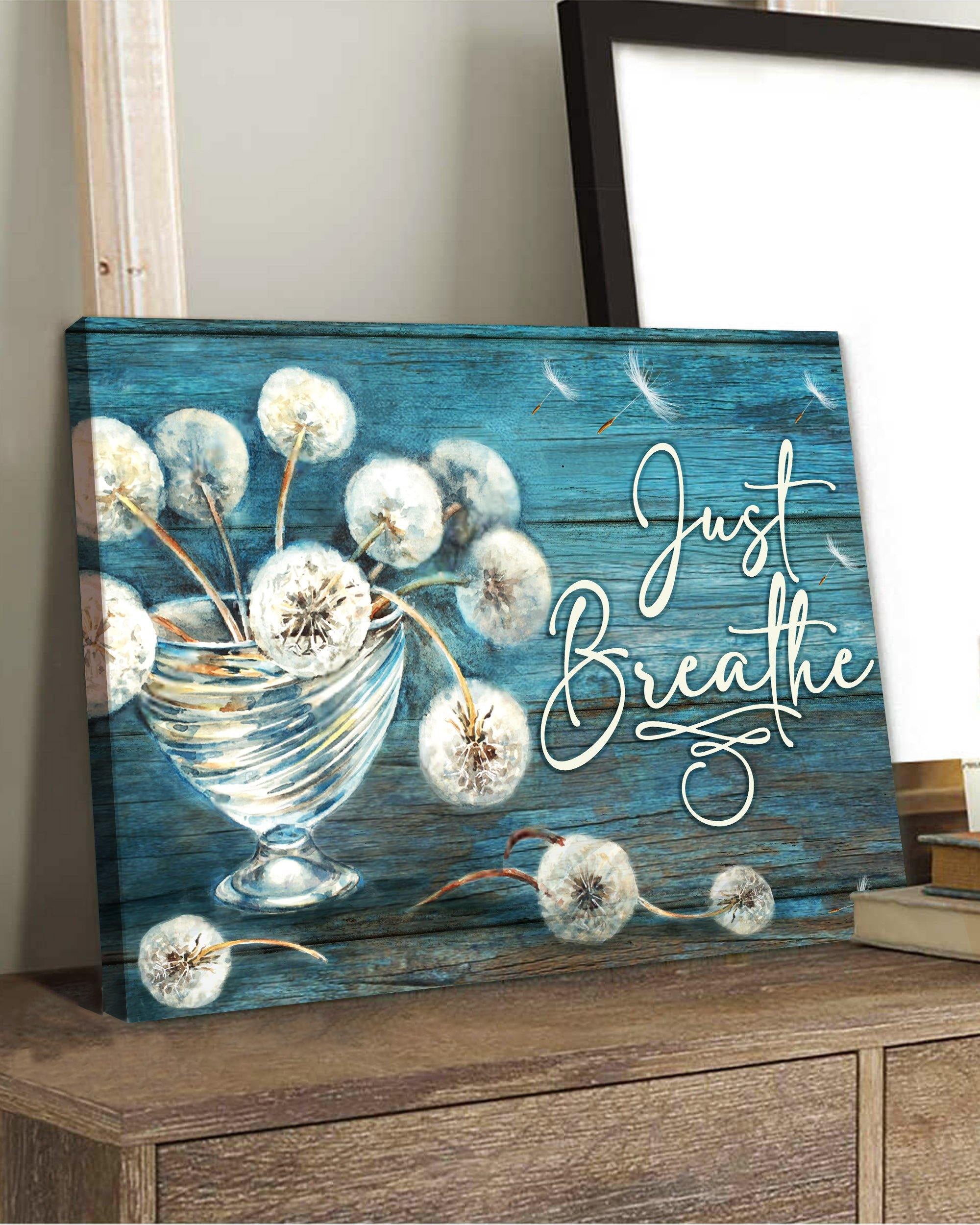 Top 3 Hippie Dandelion Canvas Decor - Just Breathe Wall Art Canvas Flower Vase