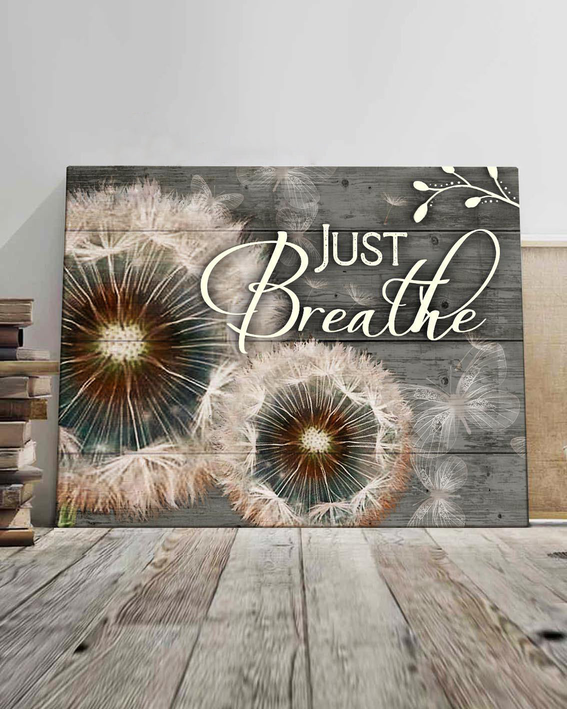 Top 3 Hippie Style Wall Art Canvas - Just Breathe Dandelion Gray Vintage - Meditation