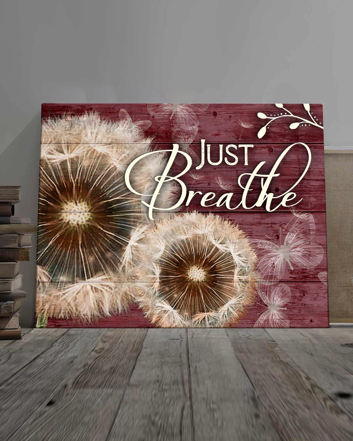 Top 3 Hippie Style Wall Art Canvas - Just Breathe Dandelion Red Vintage - Meditation