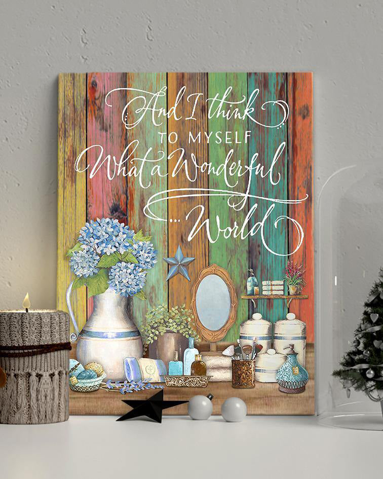 Top 3 Hippie Wall Art Canvas Decor - What A Wonderful World Bathroom Vintage