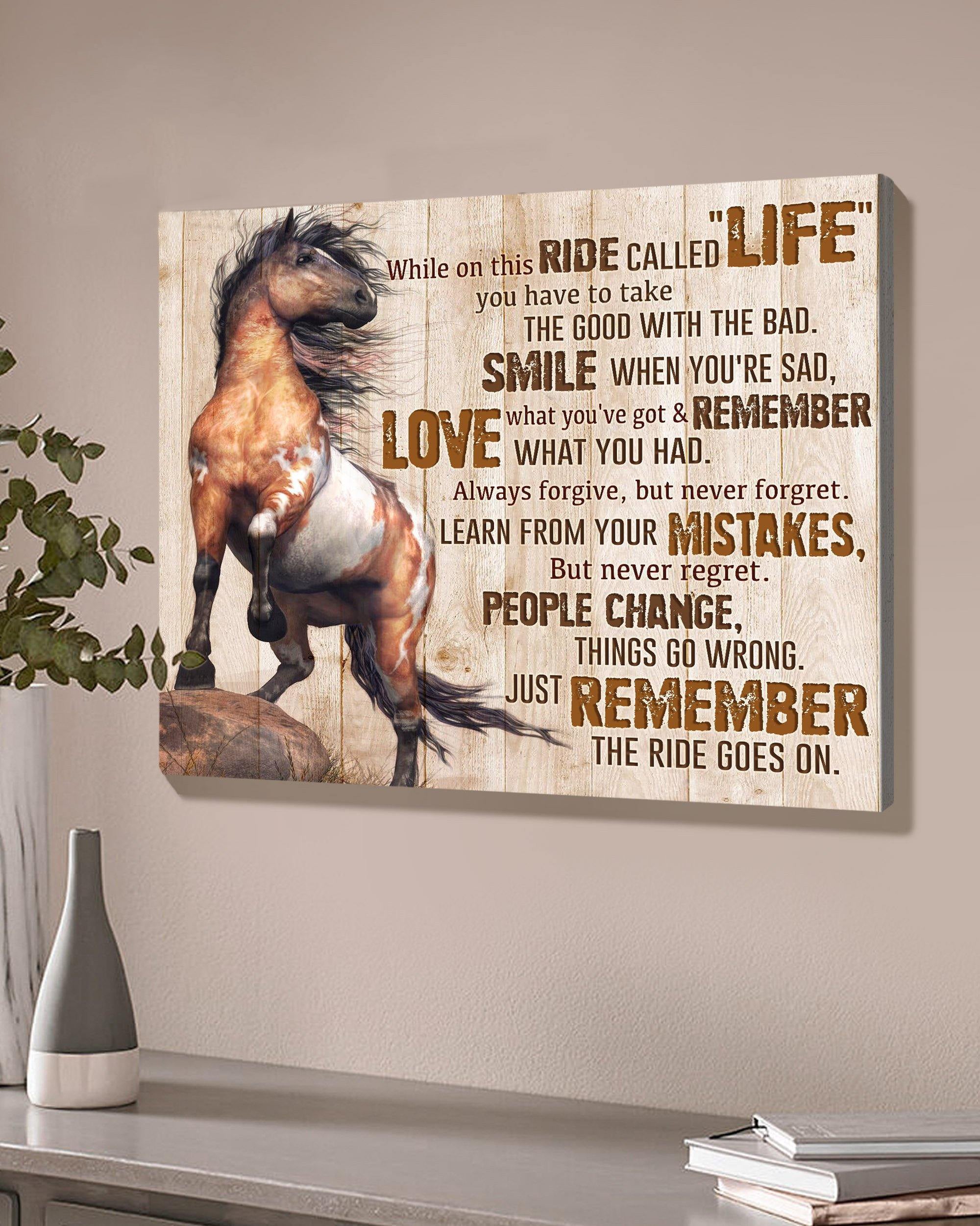 Top 3 Horse Canvas Decor - Just Remember The Ride Goes On Wall Art Canvas