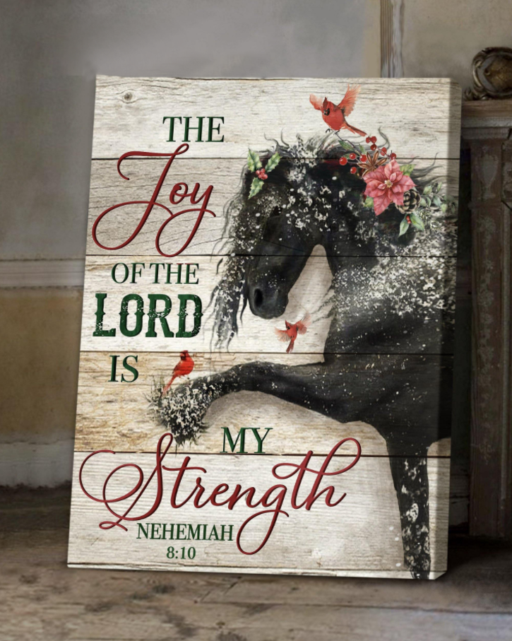 Top 3 Horse Christmas Canvas Decor - The Joy Of The Lord Is My Strength Christmas Wall Art Canvas