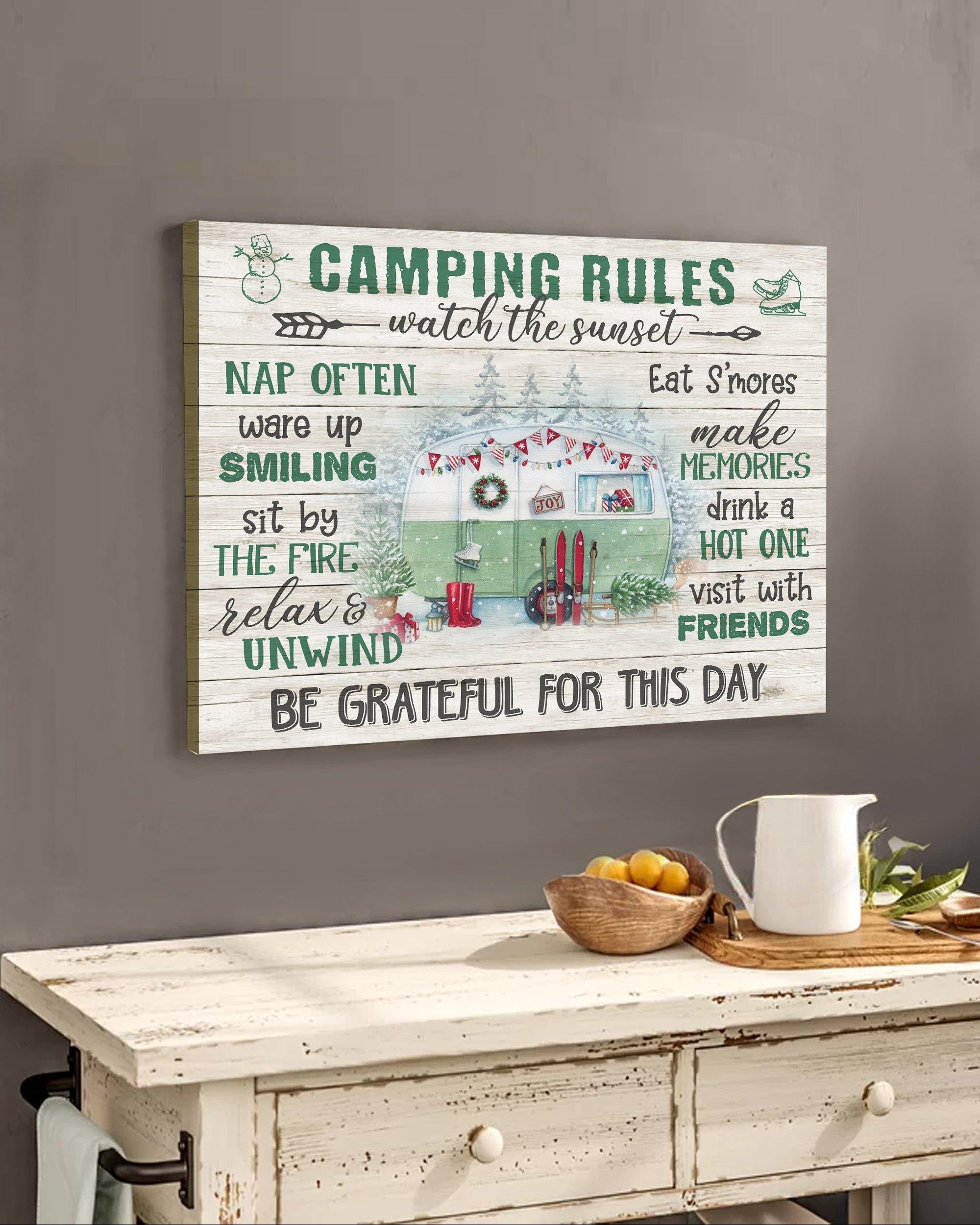 Top 3 Wilderness Chirstmas Wall Art Canvas - Camping Rules Camper Van