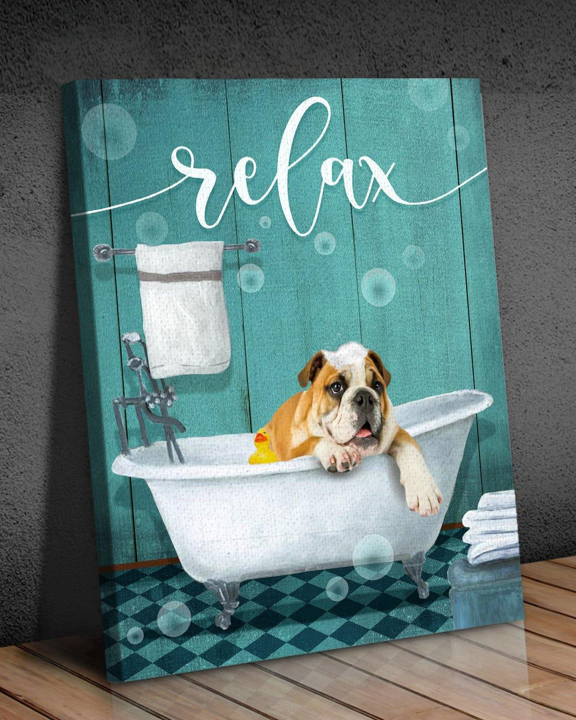 Top 5 Bathroom Decor Wall Art Canvas - Bathtub Relax Australian Shepherd Version