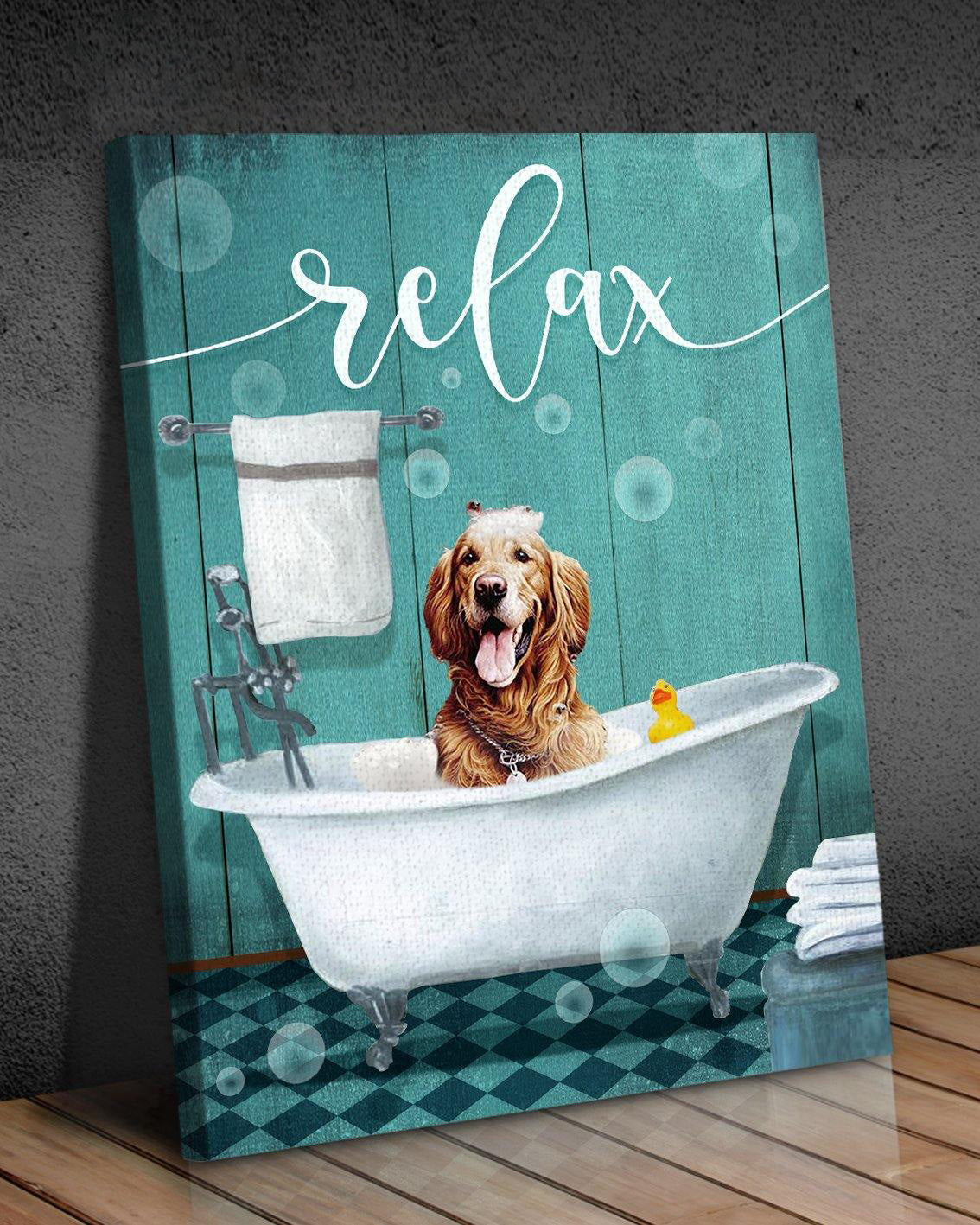 Top 5 Bathroom Decor Wall Art Canvas - Bathtub Relax Golden Version 2