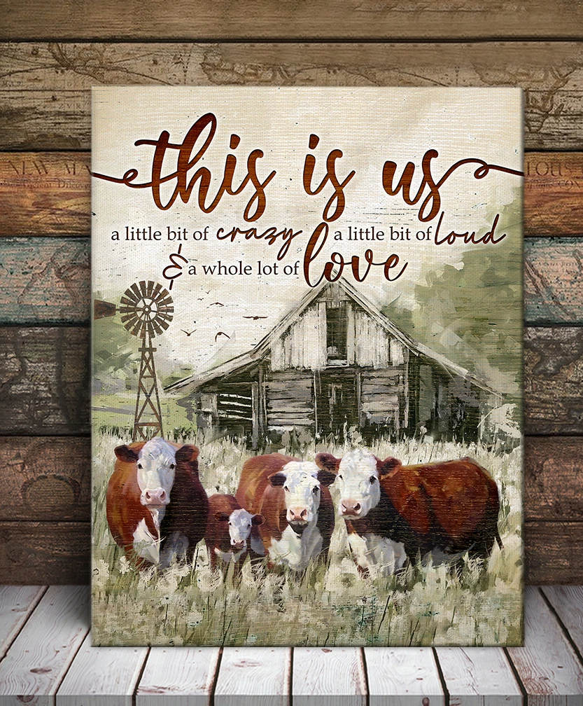 Top 5 Beautiful Cattle Canvases Hereford Wall Art Farmhouse Decor - This Is Us