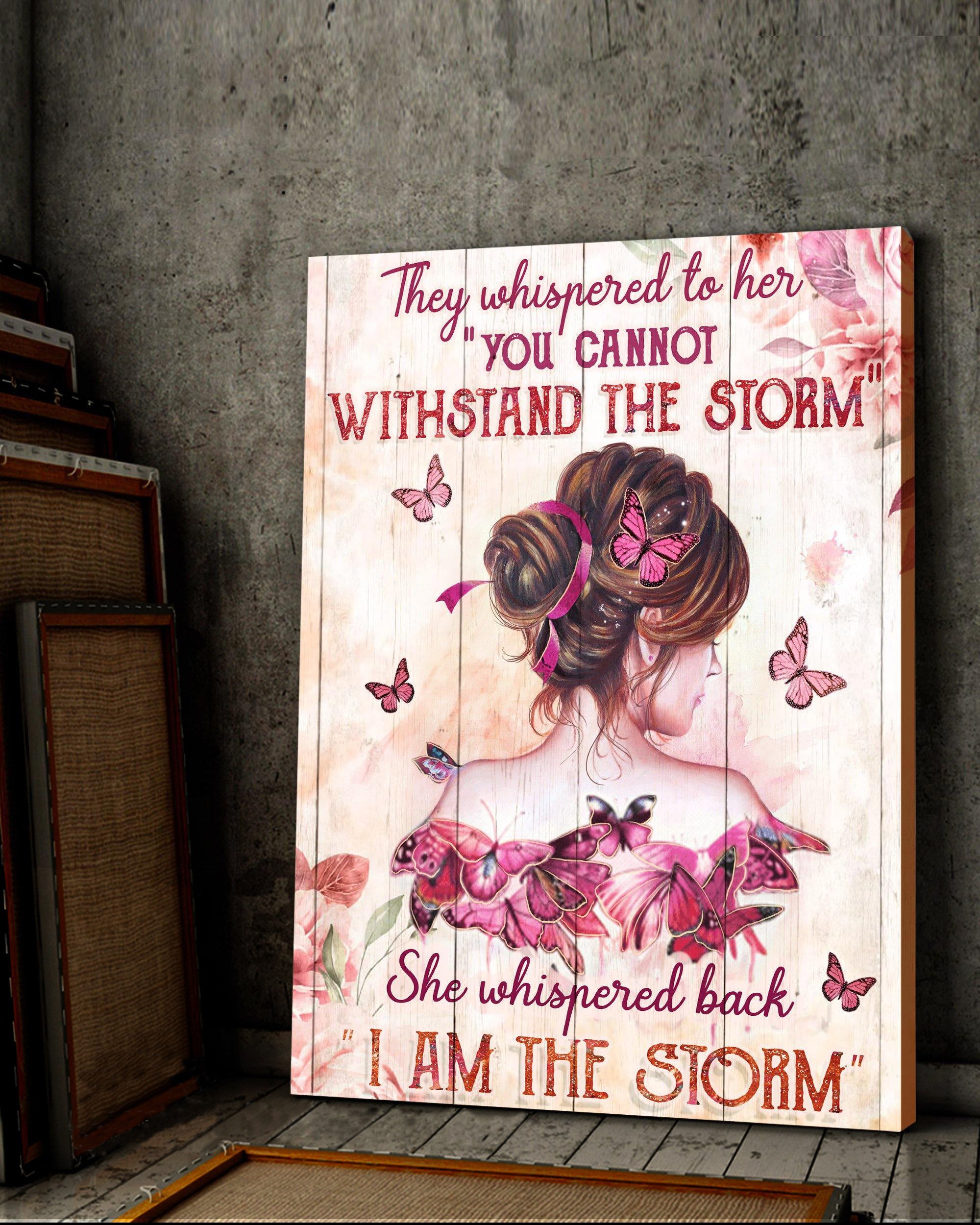 Top 5 Breast Cancer Wall Art Canvas - I Am The Storm Butterflies Version