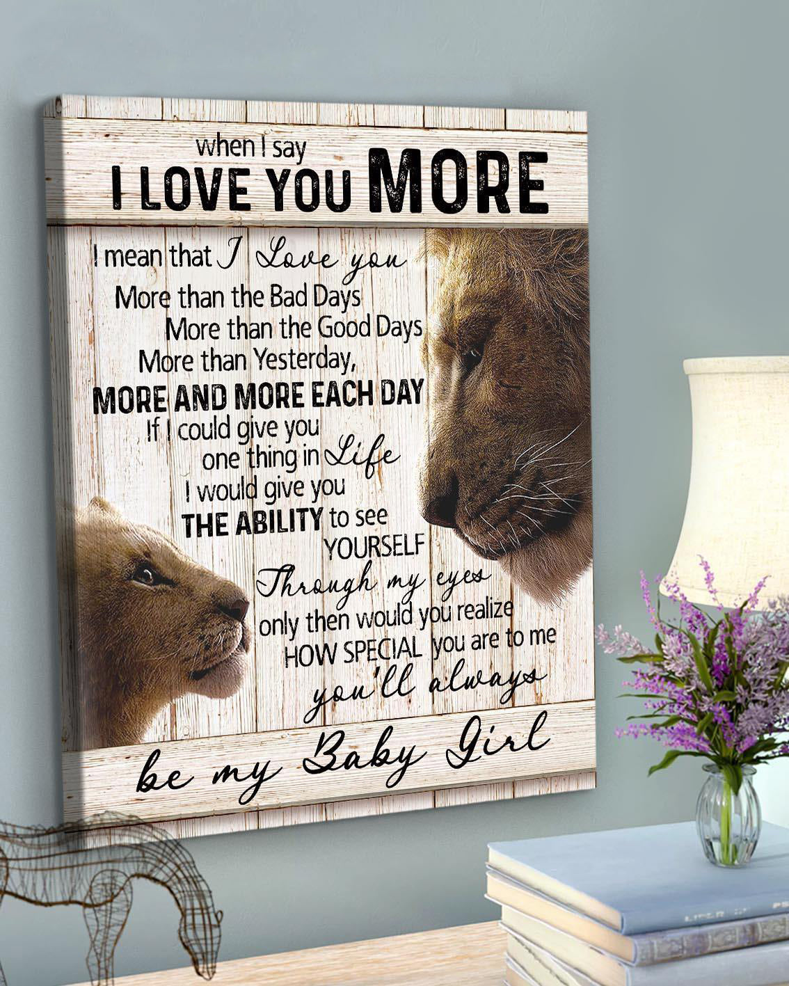 Top 5 Daughter Gift Wall Art Canvas - I Love You More Lion Version