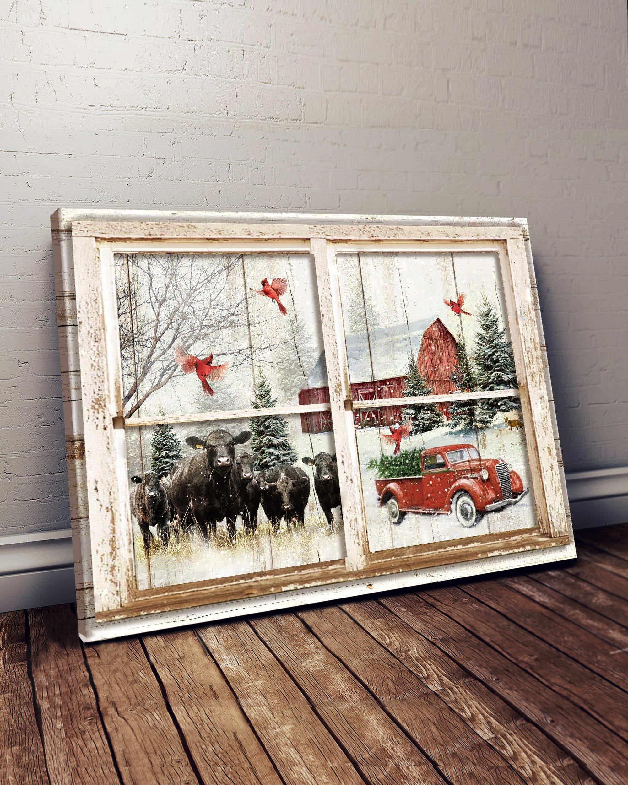 Top 5 Farmhouse Wall Art Canvas - Winter Window Black Angus Version