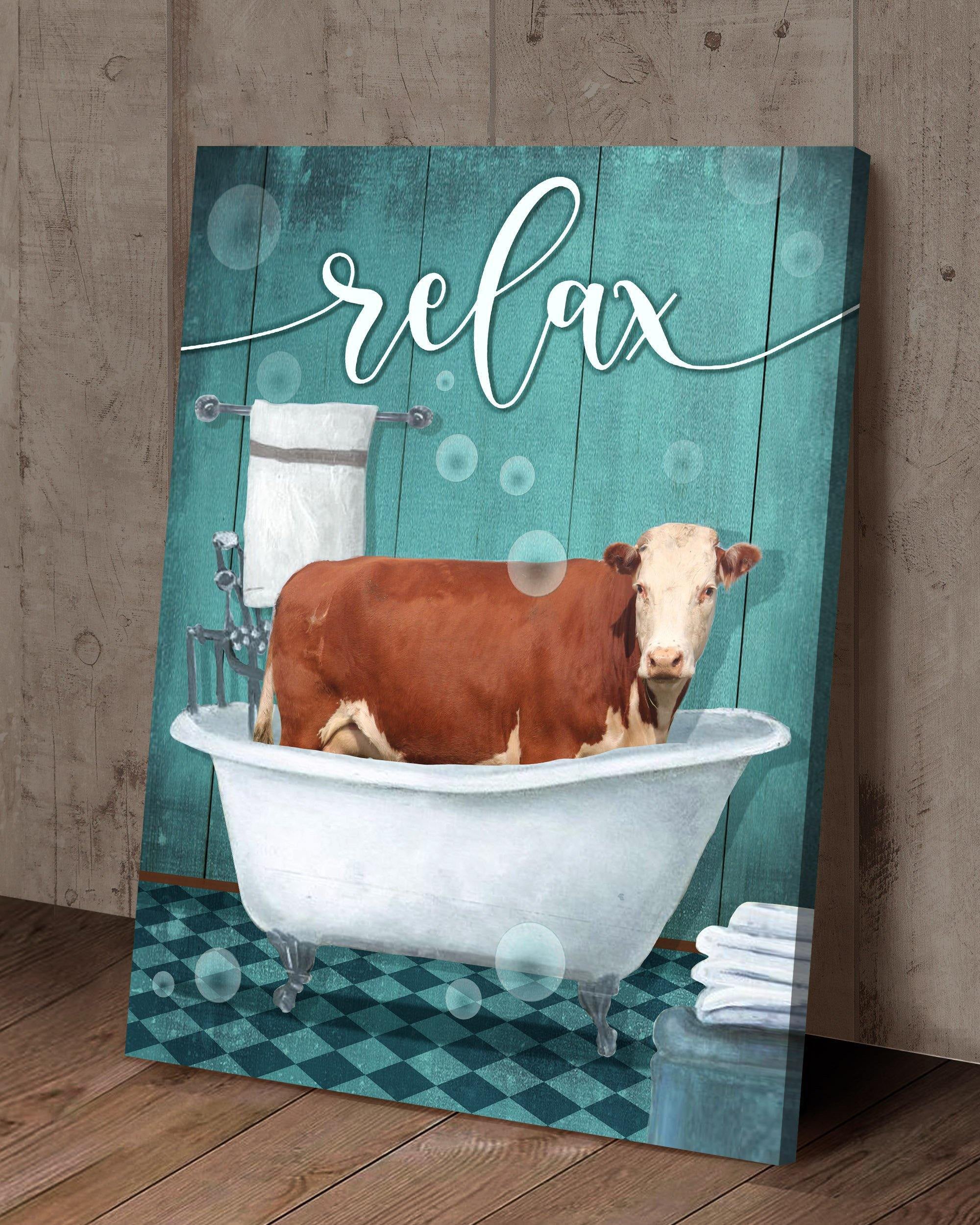 Top 5 Farming Wall Art Canvas - Bathtub Relax Hereford Version