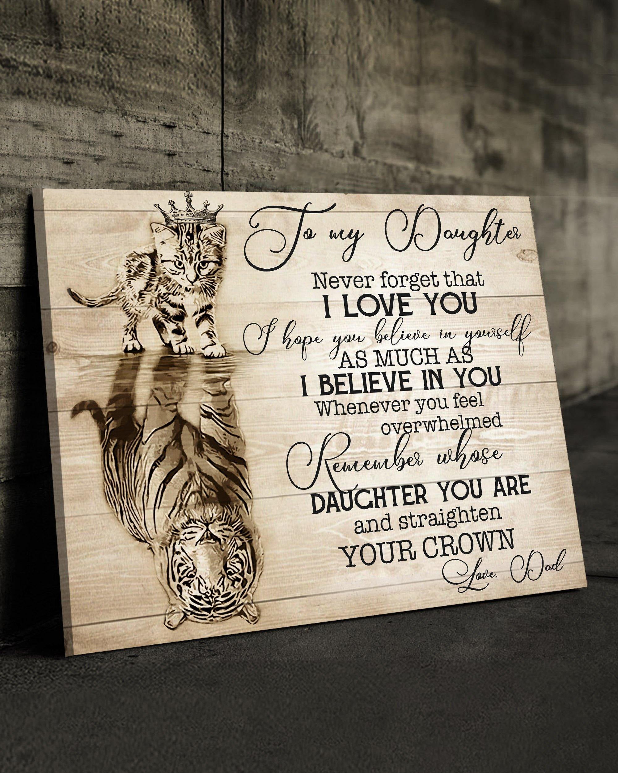 Top 5 Gift For Daughter - To My Daughter Lions Reflection Wall Art Canvas From Dad Version