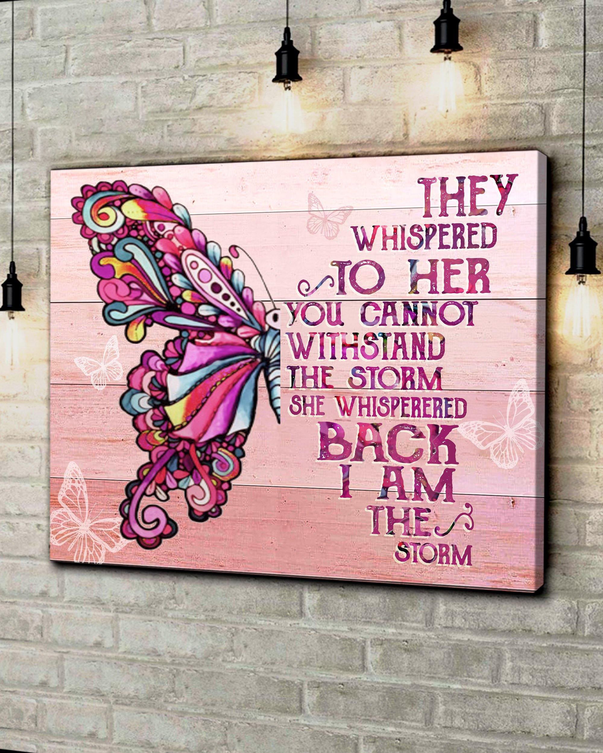 Top 5 Hippie Style Wall Art Canvas - She Whispered Back I Am A Storm Pink Butterfly Version