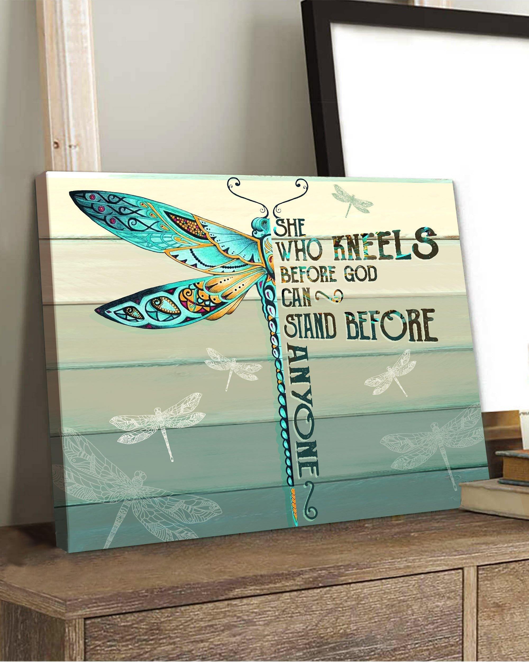 Top 5 Hippie Style Wall Art Canvas - She Who Kneels Before God Green Dragonfly Version