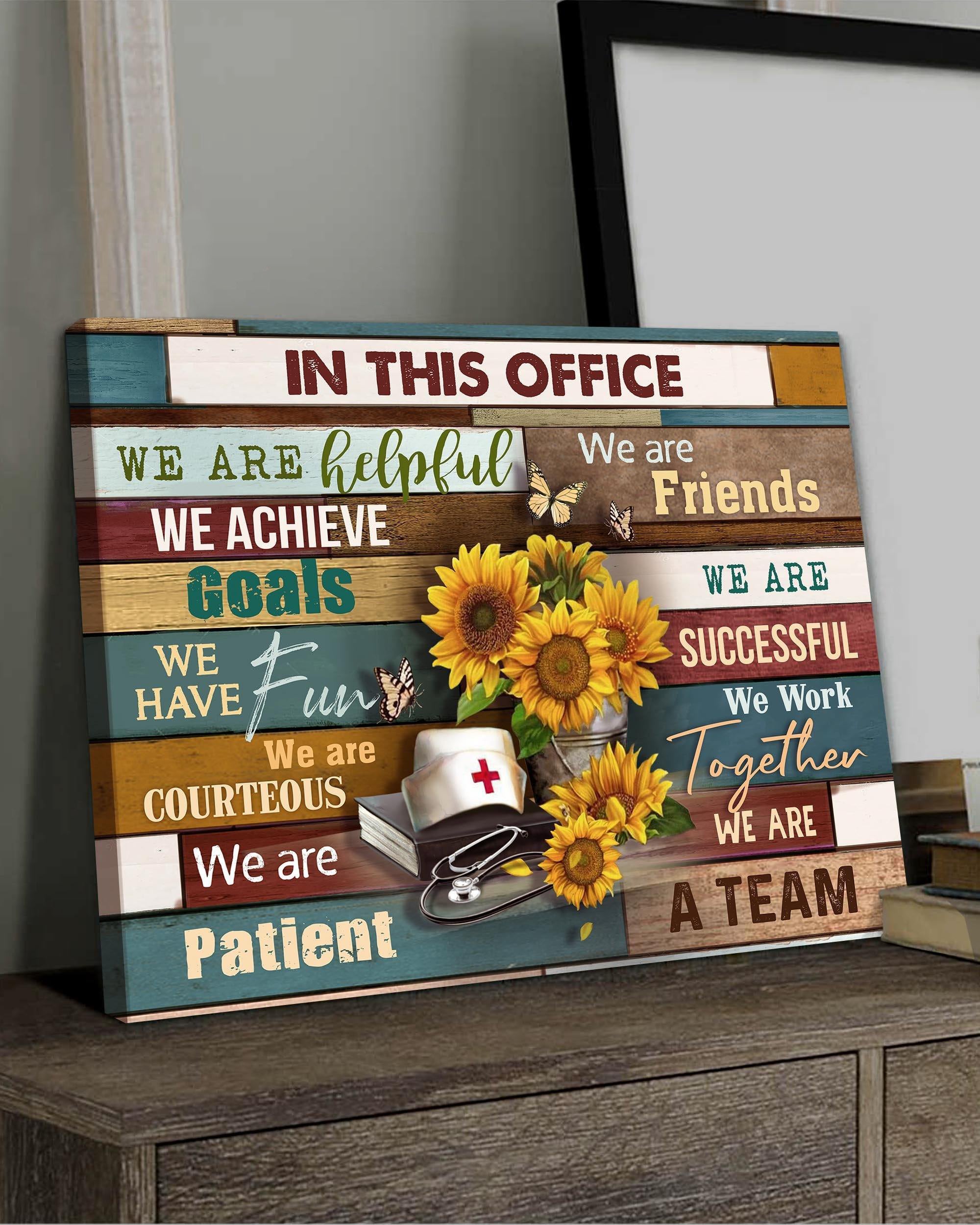 Top 5 Nurse Gift Wall Art Canvas - In This Office We Are A Team Sunflowers Version