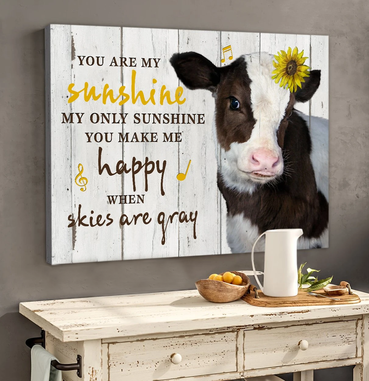 Top 6 Cute Holstein Cattle Canvases Wall Decor Gift Idea For Daughter - You Are My Sunshine