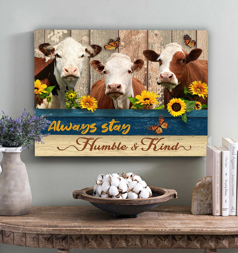 Top 7 Beautiful Canvas Cow Wall Art Wall Decor - Humble And Kind Ver 5