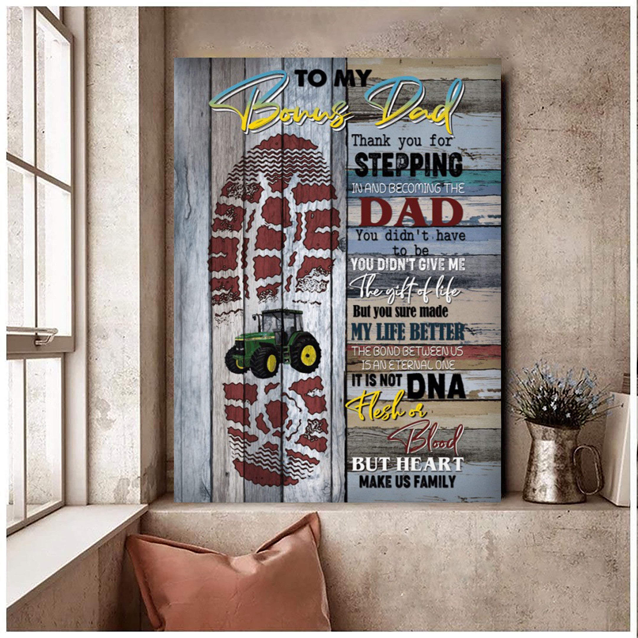 Tractor Bonus Dad Fathers Day Canvas Its Is Not Dna Heart Make Us Family Wall Art