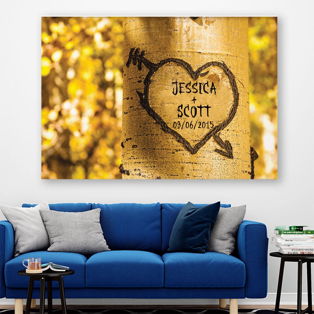 Tree Heart Anniversary Family Custom Postercanvas Gift For Couple Husband Wife