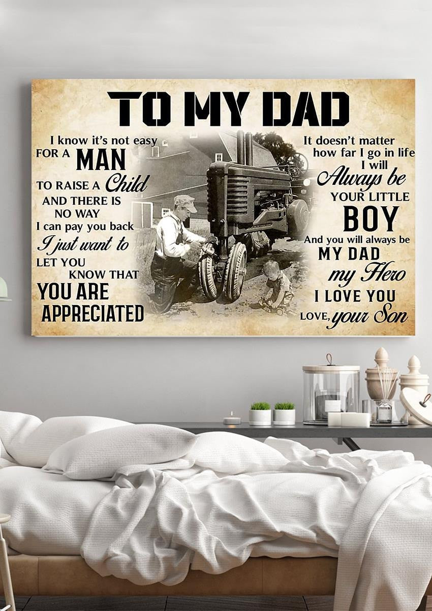 Trucker Dad Gift For Fathers Day Canvas Gift From Son Wall Art For Dad Truck Driver