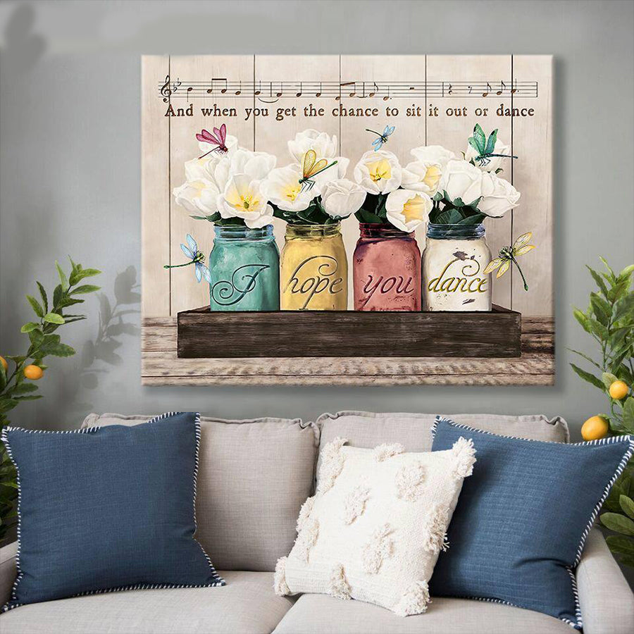 Tulip Flower Jars Dragonfly I Hope You Dance Music Lyrics Canvas Print