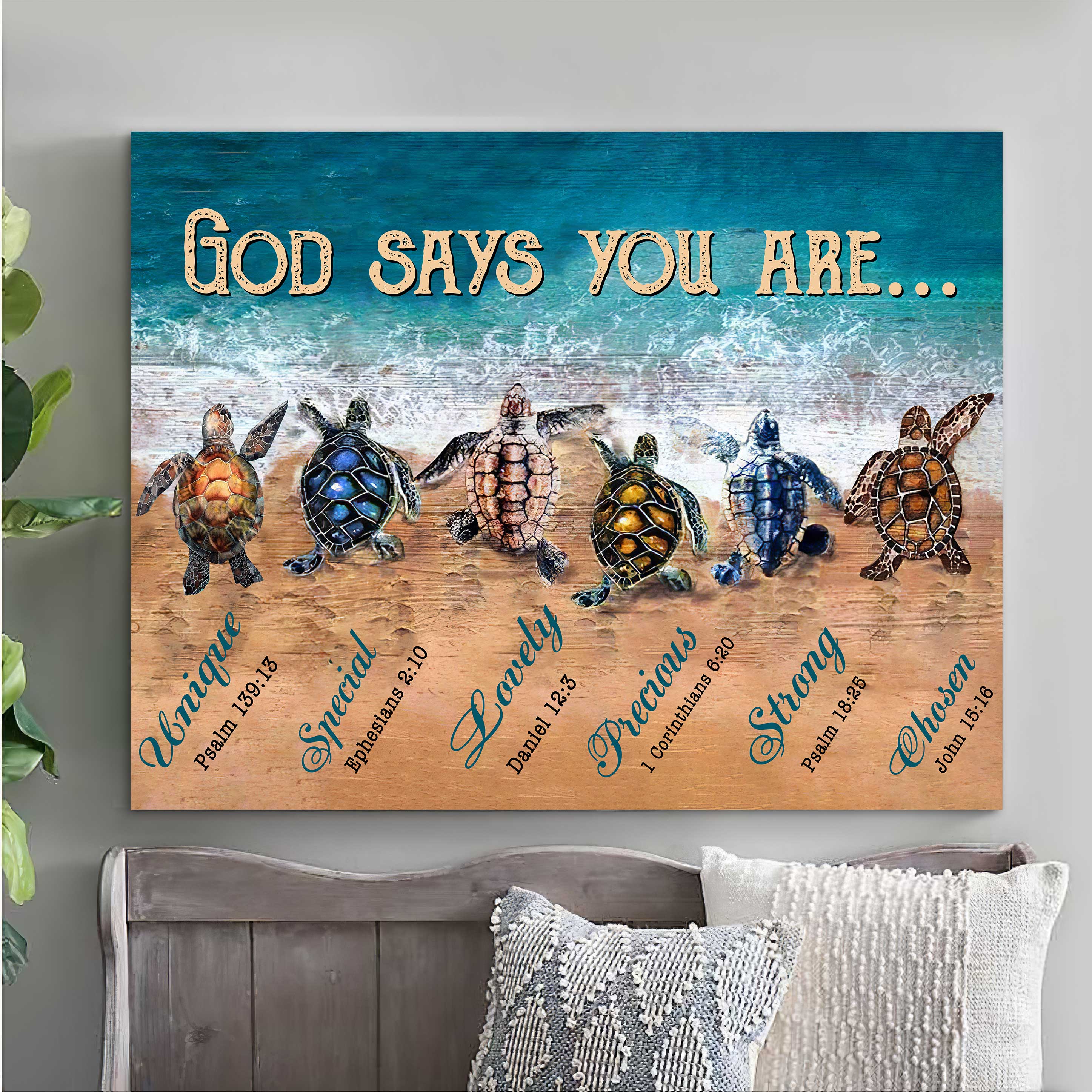 Turtle Beach God Says You Are Canvas Wall Art Jesus Painting