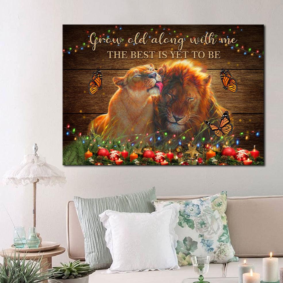 Valentines Day Gifts For Her Gifts For Him Wall-art Decor Grow Old Along With Me Lions Couple Canva