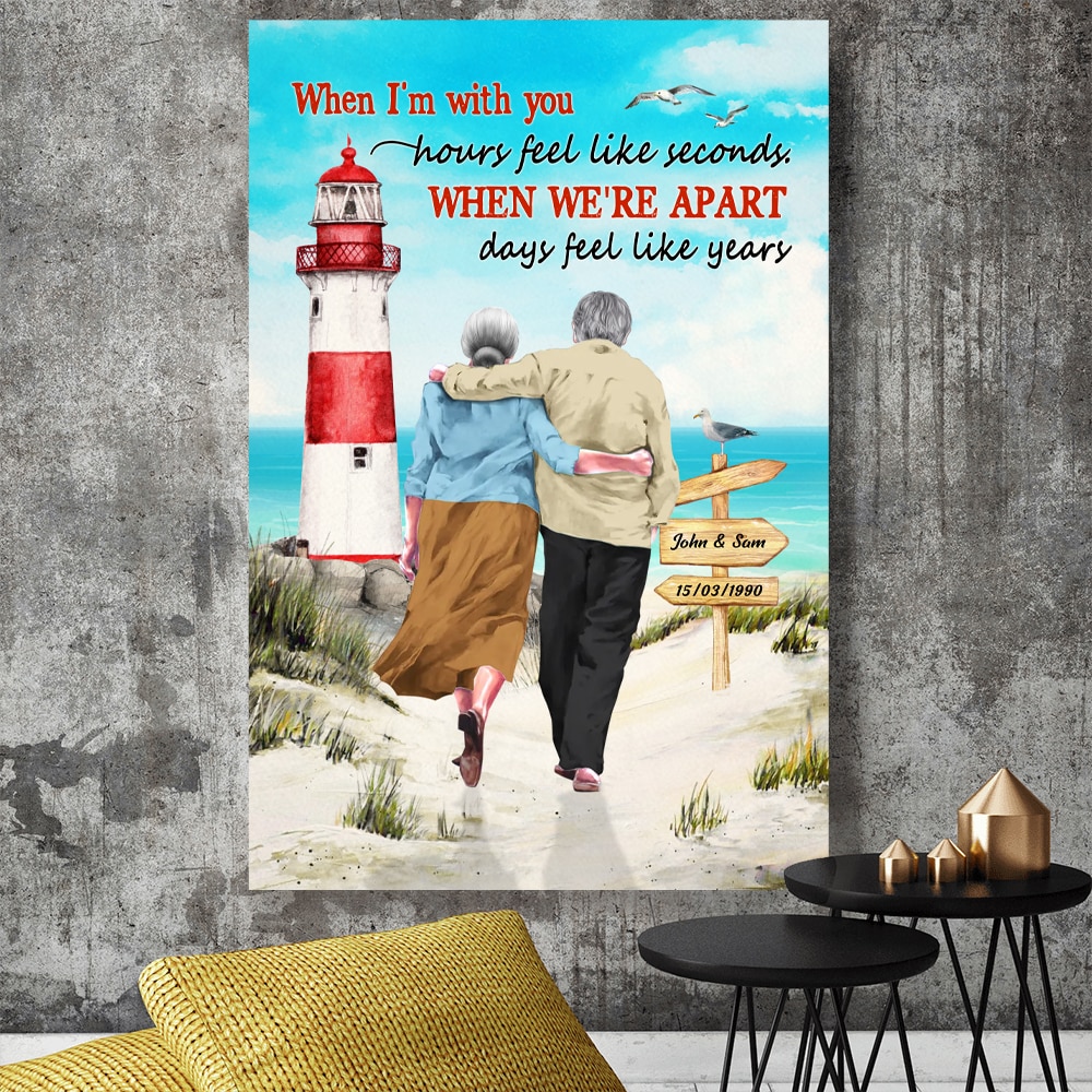 When Im With You Hours Feel Like Seconds Personalized Couple Canvas Print Gift For Lover