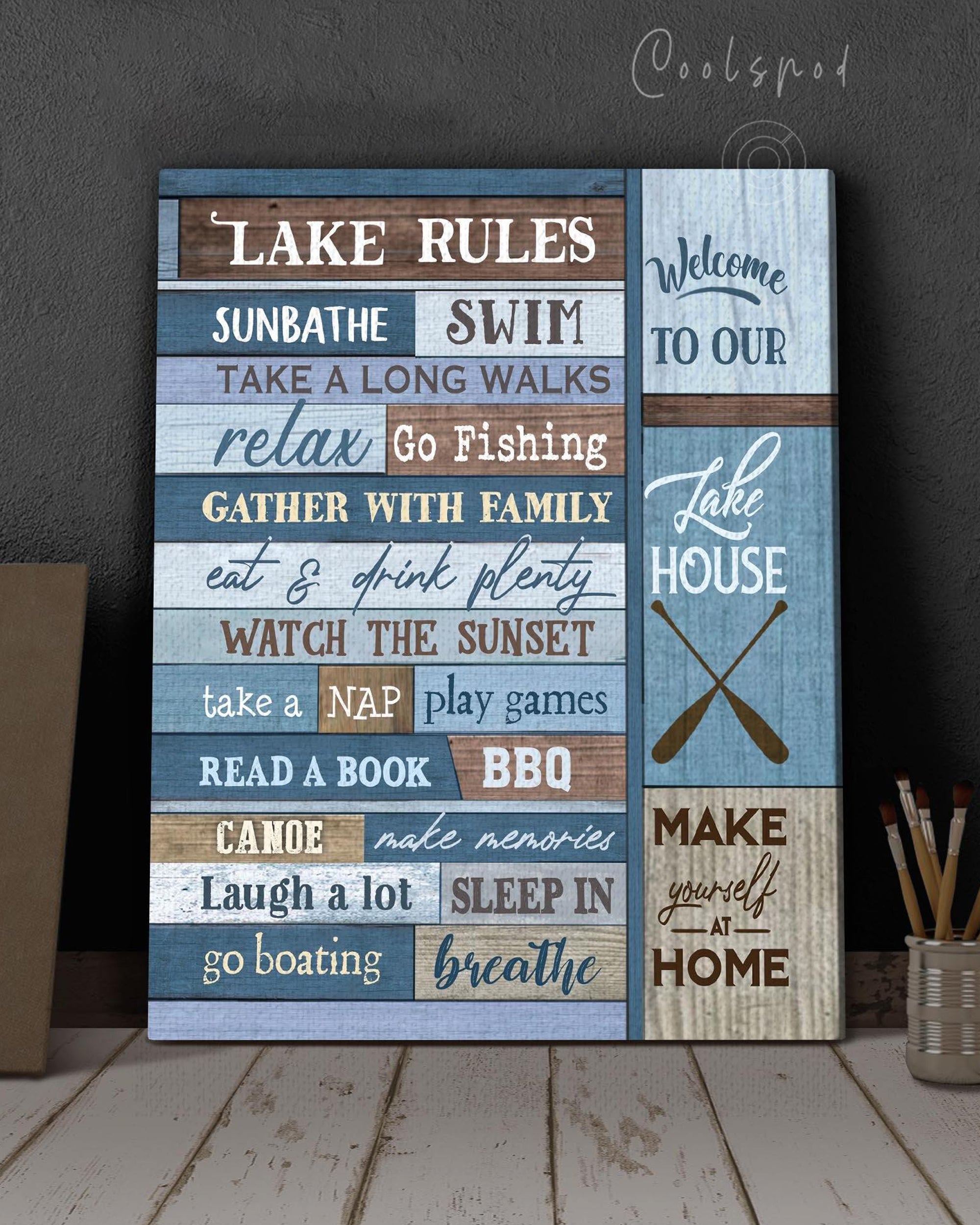 Wilderness Family Welcome To Our Lake House Wall Art Canvas