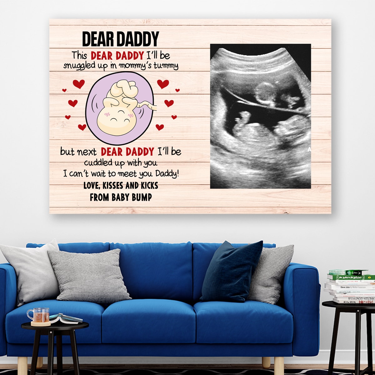 Will Cuddle With You Next Fathers Day Personalized Canvas Poster Custom Sonogram Ultrasound Gift