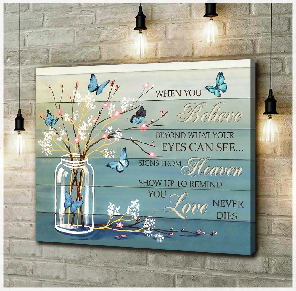 Zalooo When You Believe Butterfly Wall Art Canvas