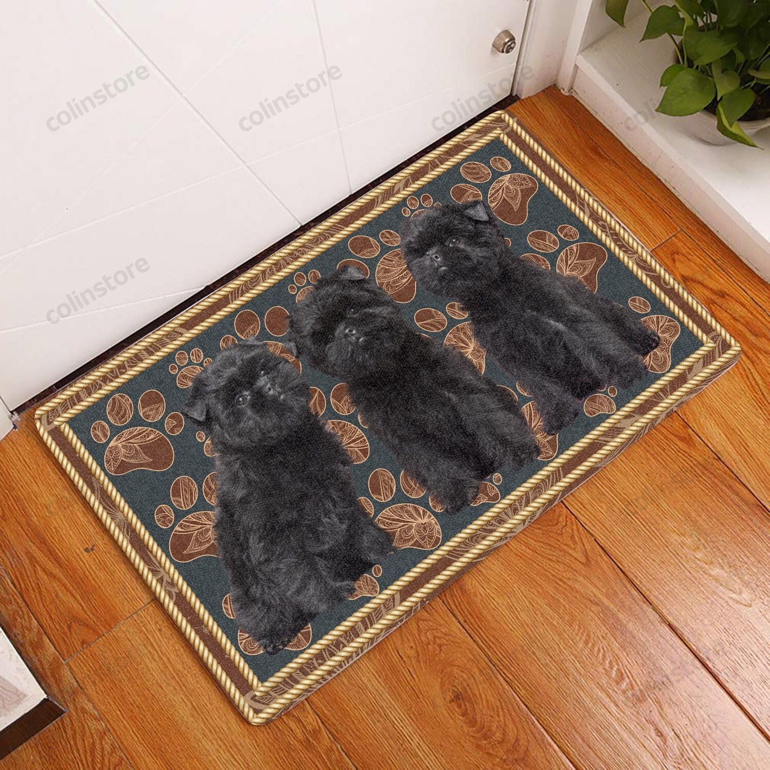 Affenpinscher Flower Paw Dog Doormat Welcome Mat