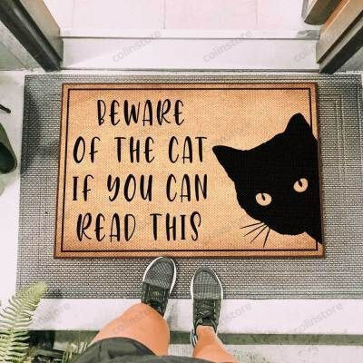 Beware Of The Cat If You Can Read This Funny Outdoor Indoor Wellcome Doormat