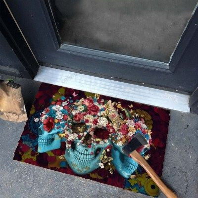 Blooming Flowers Skulls Funny Outdoor Indoor Wellcome Doormat