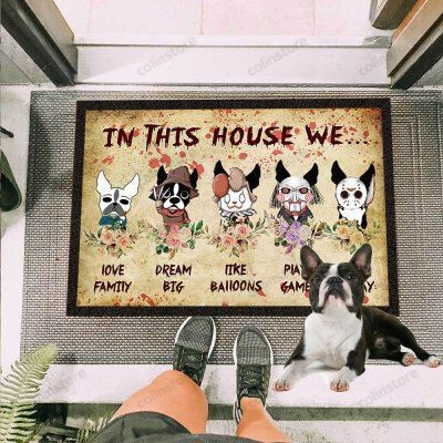 Boston Terriers Dog Horror Squad Funny Outdoor Indoor Wellcome Doormat