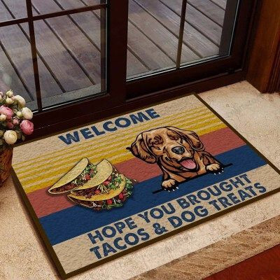 Bring Tacos And Dog Treats Funny Outdoor Indoor Wellcome Doormat