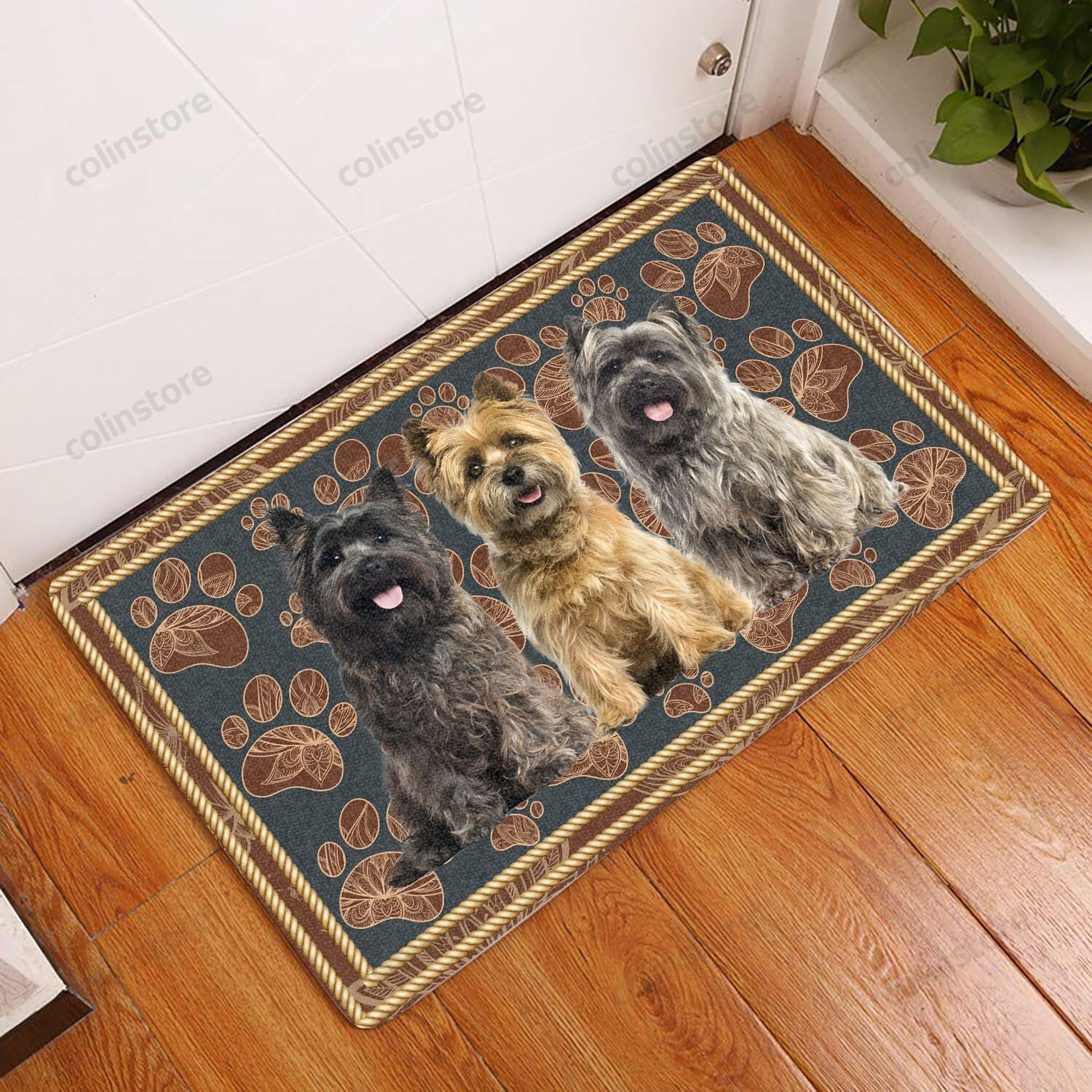 Cairn Terrier Floral Paw - Dog Doormat Welcome Mat