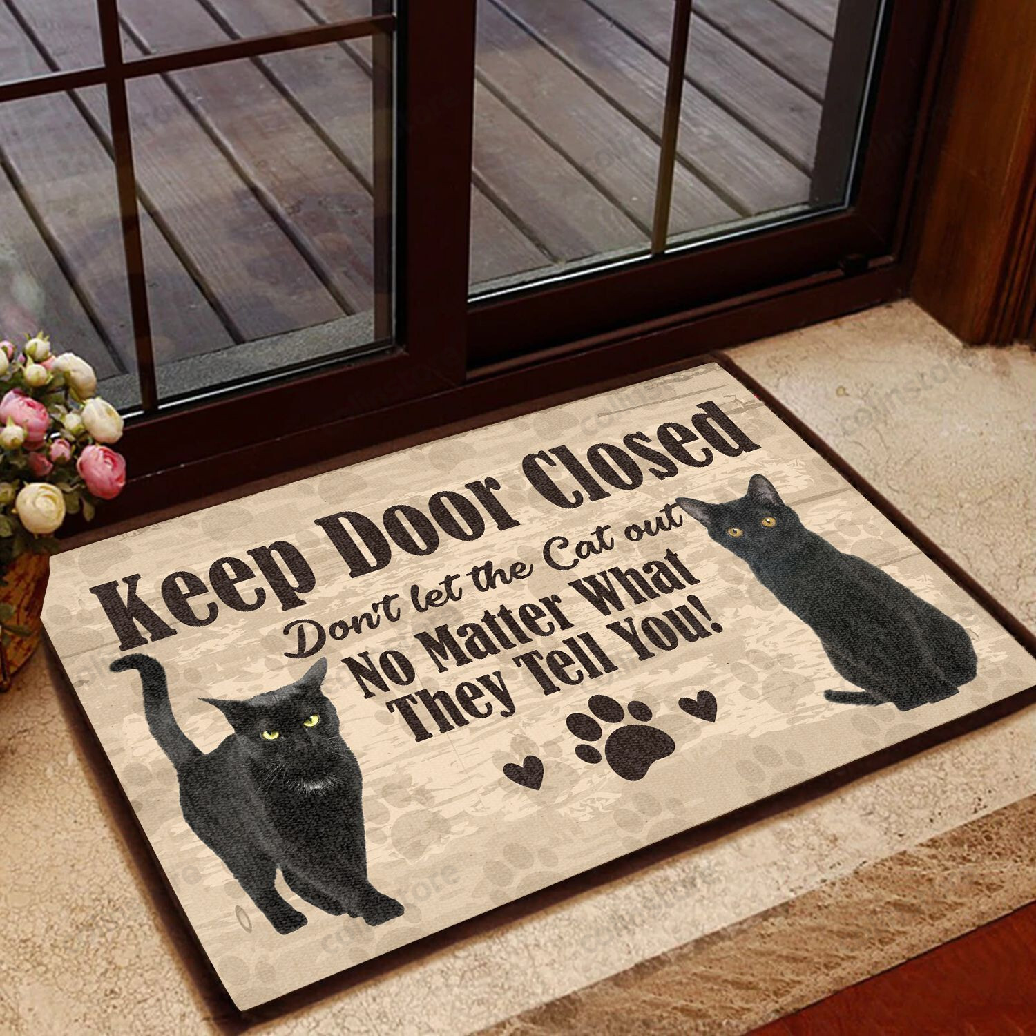 Cats Keep Door Closed - Cat Doormat Welcome Mat