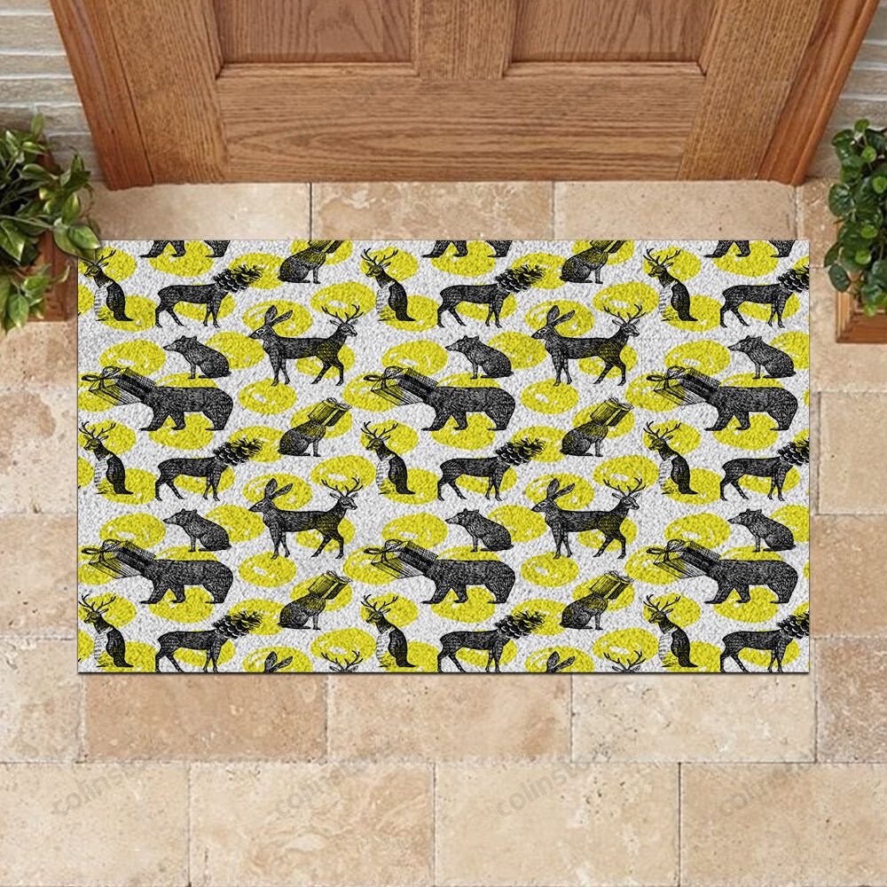 Christmas Animals Pattern Doormat Merry Christmas Doormat