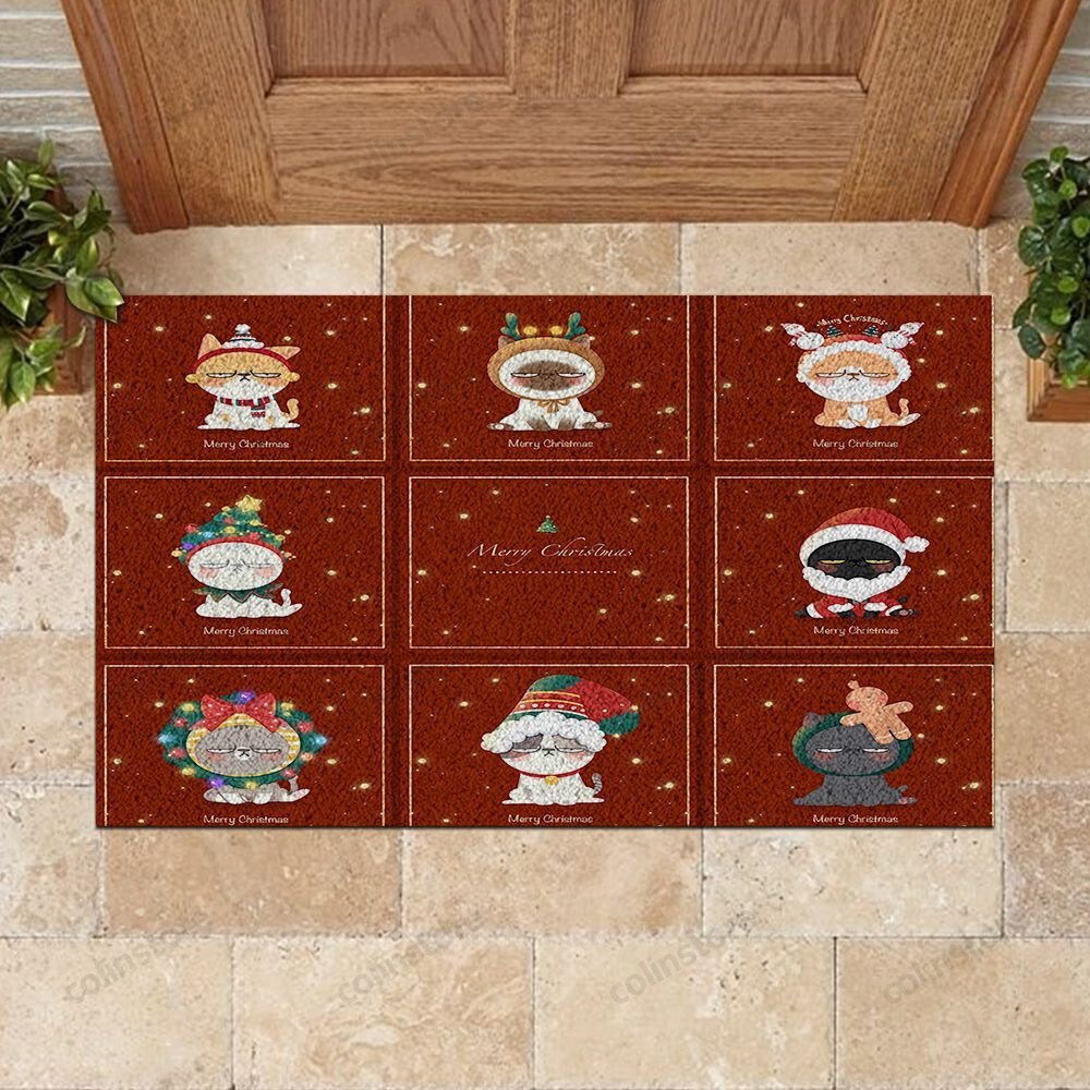 Christmas Cat Doormat Merry Christmas Doormat