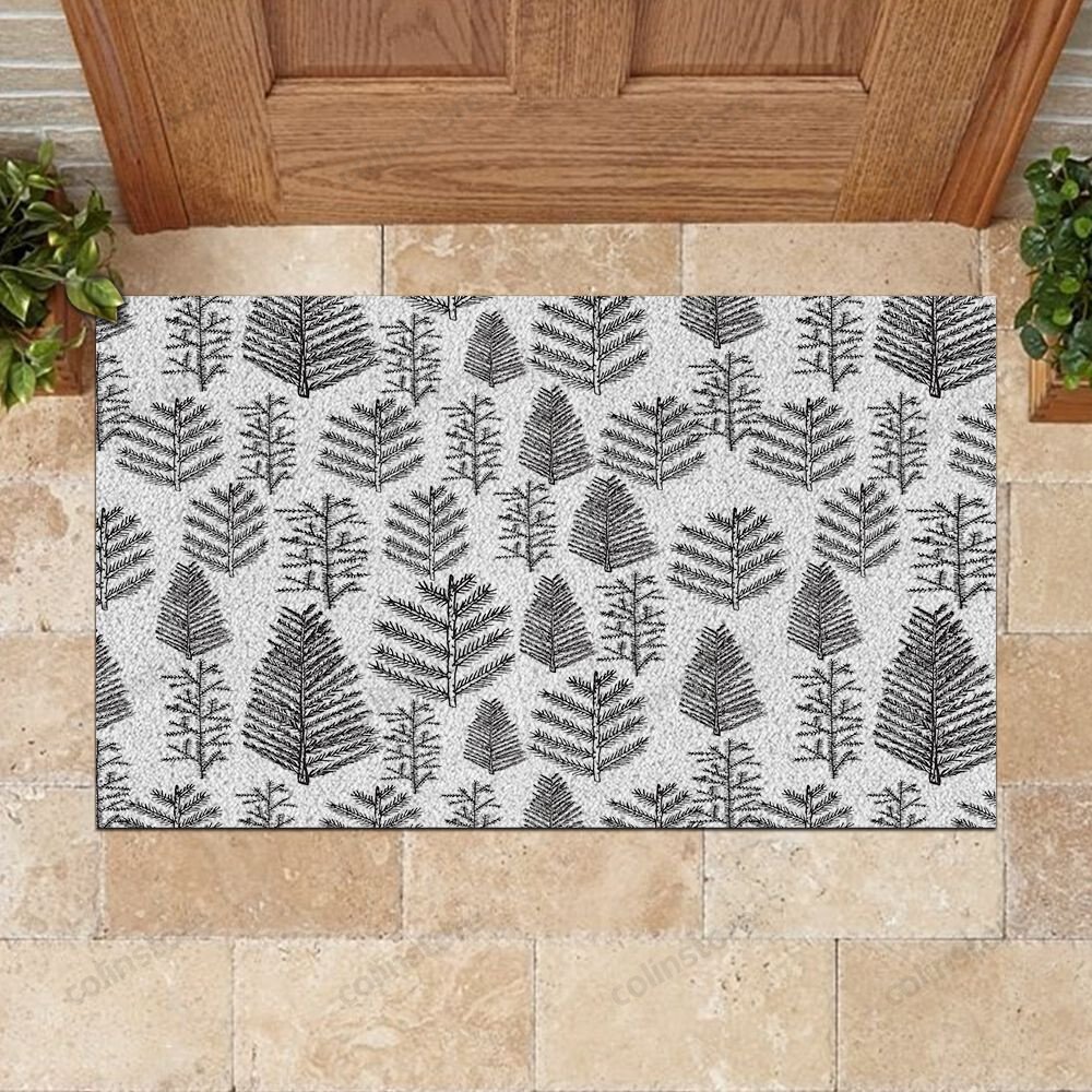 Christmas Forest Pine Doormat Merry Christmas Doormat