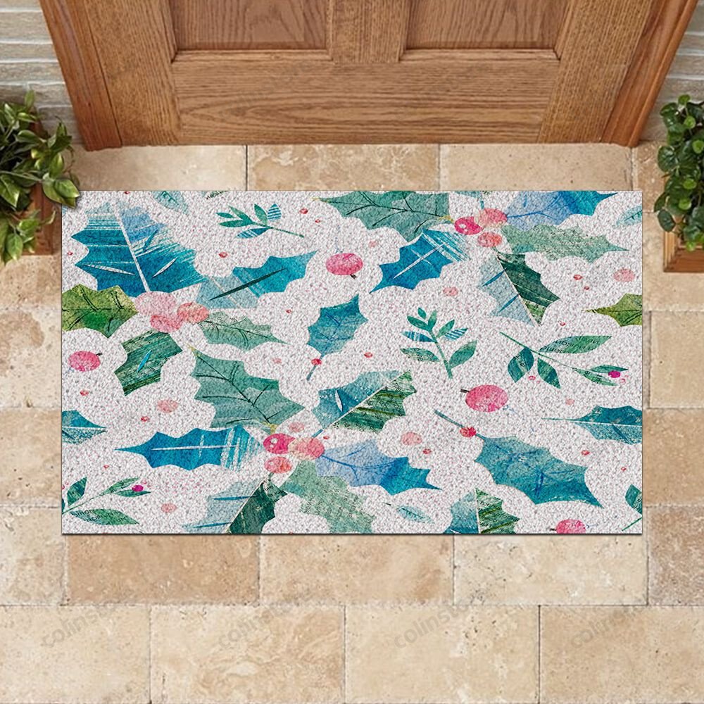 Christmas Leaves Doormat Merry Christmas Doormat